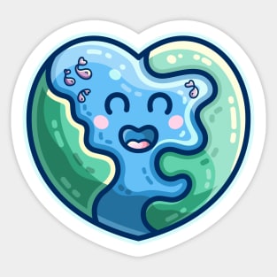 Earth Heart Kawaii Cute Sticker